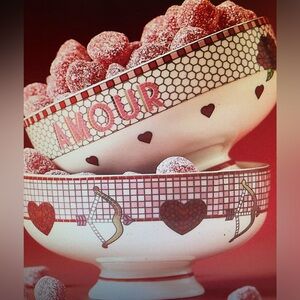 ANTHROPOLOGIE THE BISTRO TILE STONEWARE NUT BOWL: Valentine's Day Edition NEW